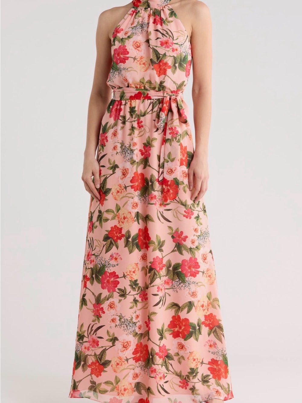Eliza J Pink Floral Halter Maxi Dress